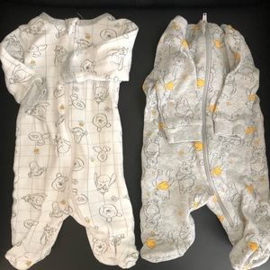 2 Winnie the Pooh Newborn Footed Sleepers